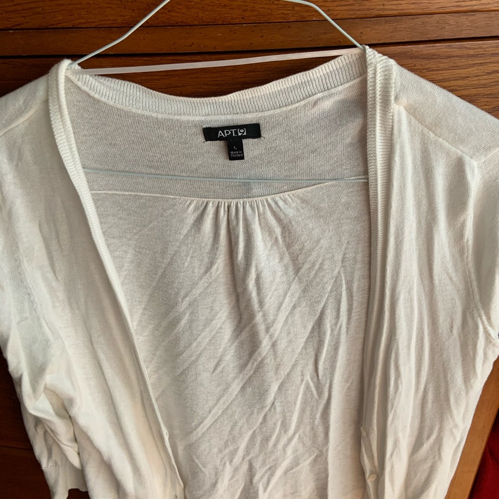 Apt 9 light white sweater with accent buttons